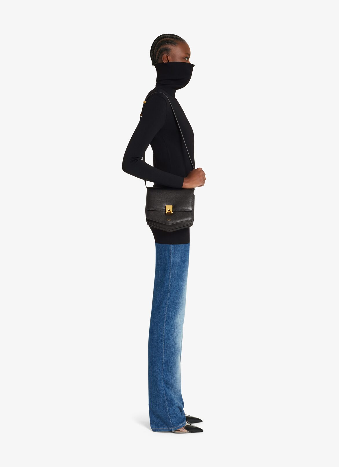 Bi-fabric full Bodysuit ALAÏA BLUE JEANS BI-FABRIC FULL BODYSUIT